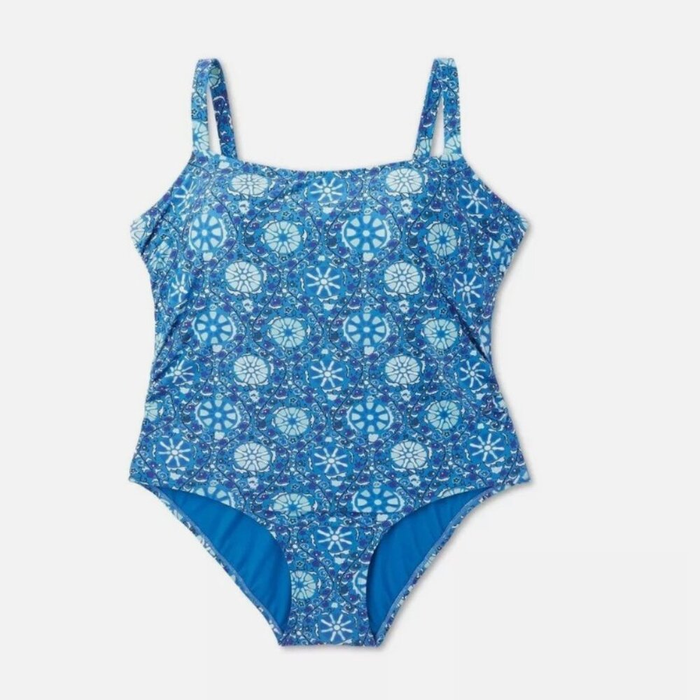 NWT RHODE x Target Zinnia Blue Floral Print One-Piece Swimsuit  Size 1X